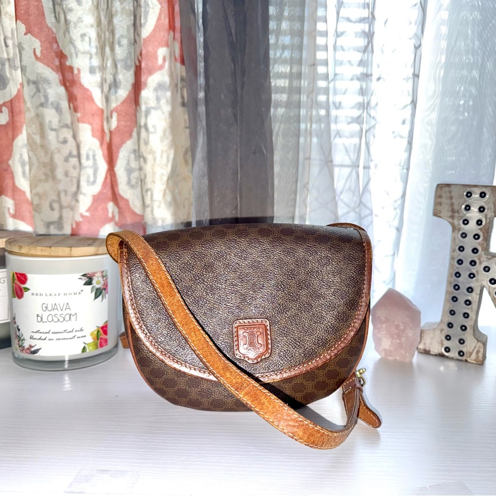 Celine Vintage Macadam Halfmoon Crossbody Bag